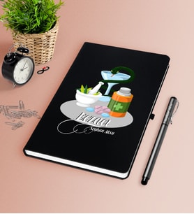 BK Gift Kişiye Özel Eczacı Siyah Defter Kalem Seti-6