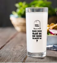 BK Gift Kişiye Özel Renkli Baskılı Rakı İçen Öldü De Su İçen Ölmedi Mi Rakı Bardağı-1 (Beyaz)