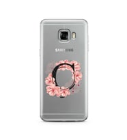 Pembe Çiçekli Harf Tasarım Süper Şeffaf Silikon Telefon Kılıfı Samsung C5   Ç-Ha
