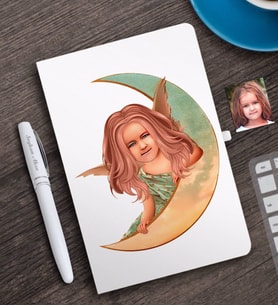 BK Gift Kişiye Özel Kız Çocuk Melek Karikatürlü Beyaz Defter ve Kalem Hediye Seti-1