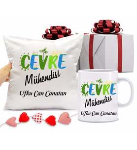 Çevre Mühendisi Kupa Bardağı ve Yastığı Hediye Seti (Model 1)