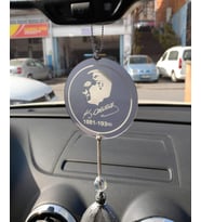 Araba Dikiz Aynası Süsü Pleksi Mustafa Kemal Atatürk ve İmzası Krom