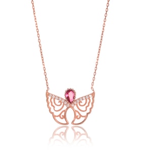 Yakutlu Kelebek Kolye - Rose