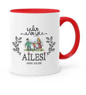 BK Gift Kişiye Özel Yılın En İyi Ailesi Kırmızı Kupa Bardak  2