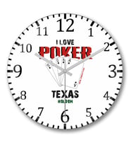 I Love Poker Duvar Saati Bombeli Gercek Cam