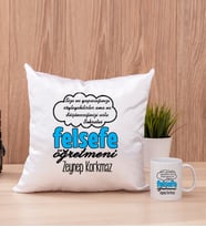 Felsefe Öğretmeni Kare Yastık ve Beyaz Kupa Bardak