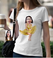 BK Gift Kişiye Özel Bayan Marilyn Monroe Karikatür Beyaz Tişört  1