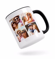 BK Gift Kişiye Özel Kare 4 Fotoğraflı Siyah Kupa Bardak-2