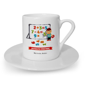 BK Gift Kişiye Özel Matematik Öğretmeni Türk Kahvesi Fincanı  5