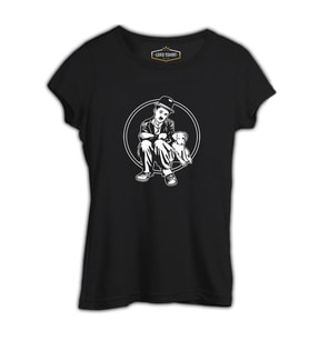 Charlie Chaplin - Köpeğin Hayatı Siyah Kadın Tshirt