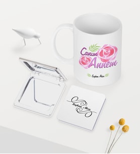 BK Gift Kişiye Özel Canım Annem Beyaz Kupa Ayna Seti - 15 (Model 1)