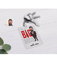 BK Gift Kişiye Özel Erkek Big Boss Karikatürlü Şeffaf Pleksi Anahtarlık-4 (Beyaz)
