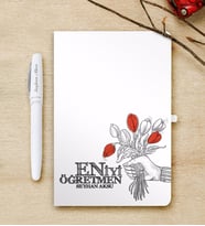BK Gift Kişiye Özel En İyi Öğretmen Beyaz Defter ve Kalem Hediye Seti-7