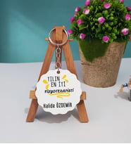 Yılın En İyi Fizyoterapisti Tasarımlı Fizyoterapiste Hediye Fizyoterapist Ahşap Anahtarlık