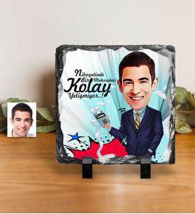 BK Gift Kişiye Özel Bay Muhasebeci Karikatürlü Dekoratif Doğal Taş  1