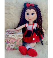 Amigurumi Kırmızı Elbiseli Kız Nana (Krem)