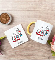 Kimya Öğretmeni Sarı Kupa Bardak Ve Bardak Altlığı Seti