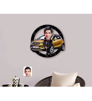 BK Gift Kişiye Özel Plakalı Erkek Opel Mokka Karikatürlü Ahşap Duvar Saati-1 (Beyaz)