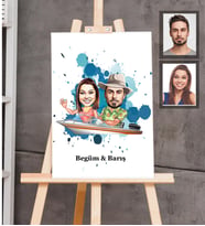 Kişiye Özel Sevgili Karikatürlü Ahşap Tablo 30x47  Model 19