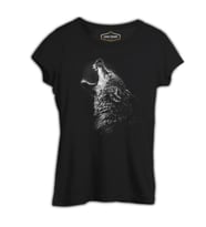 Göktürk Kurt Siyah Kadın Tshirt