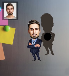 Kişiye Özel Patron Karikatürlü Ahşap Magnet Bay-12