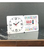 Matematik Öğretmeni Ahşap Masa Saati 005