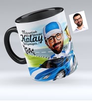 BK Gift Kişiye Özel Bay Rallici Karikatürlü Siyah Kupa Bardak  1