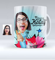 BK Gift Kişiye Özel Ev Hanımı Karikatürlü Beyaz Kupa Bardak  1