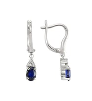 Sirius Oval Safir Taşlı Pırlanta Küpe 0704E0034