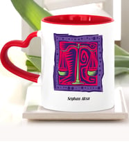 BK Gift Kişiye Özel Terazi Burcu Kalpli Kupa Bardak Model 5