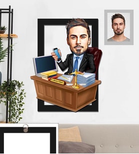 Kişiye Özel Avukat Karikatürlü 3D Ahşap Tablo 30x47 Bay-2