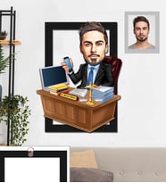 Kişiye Özel Avukat Karikatürlü 3D Ahşap Tablo 30x47 Bay-2