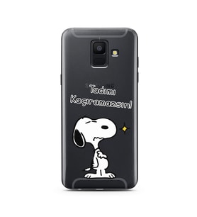 Snoopy Tasarımlı Süper Şeffaf Silikon Telefon Kılıfı Samsung A6 (2018)