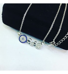 GÜMÜŞ NAZAR BONCUKLU KOLYE 