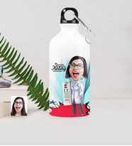 BK Gift Kişiye Özel Bayan Göz Doktoru Karikatürlü Metal Suluk 500 Ml 1