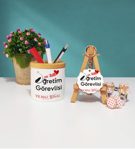 Mesajlı Öğretim Görevlisi Kalemlik ve Anahtarlık Hediye Seti
