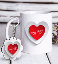 BK Gift Kişiye Özel Sevgililer Günü Beyaz Kupa ve Anahtarlık Hediye Seti-39 (Model 1)