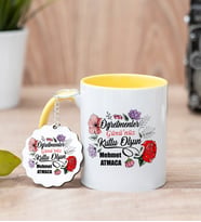 Öğretmene Hediye Seti Kupa Bardak ve Anahtarlık (Sarı)