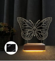 Kelebek 3d Led Lamba Hediyelik Masa Gece Lambası Kelebek Çocuk Odası Gece Lambası (Sarı)