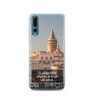 Galata Tasarımlı Süper Şeffaf Silikon Telefon Kılıfı Huawei P20 Pro  