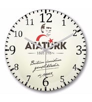 Atatürk  Duvar Saati  Bombeli  Gercek Cam