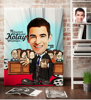 BK Gift Kişiye Özel Bay Avukat Karikatür Kanvas Tablo 70x100cm 2