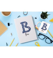BK Gift Kişiye Özel Harf Tasarımlı Beyaz Defter ve Kupa Hediye Seti-24 (Model 1)
