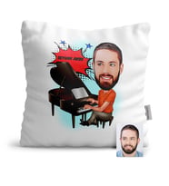 BK Gift Kişiye Özel Piyanist Karikatür  Yastık  1