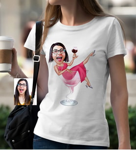 BK Gift Kişiye Özel Bayan Karikatür Beyaz Tişört  2