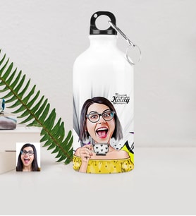 BK Gift Kişiye Özel Bayan Karikatürlü Metal Suluk 500 Ml 6