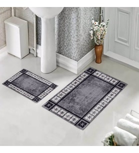 Banyo Halısı Ikili Klozet Takımı Kaymaz Tabanlı (60 xm x 100 cm + 40 cm x 60 cm)  (Antrasit)