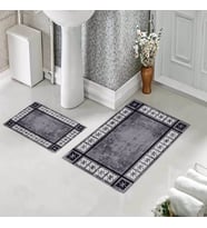 Banyo Halısı Ikili Klozet Takımı Kaymaz Tabanlı (60 xm x 100 cm + 40 cm x 60 cm)  (Antrasit)