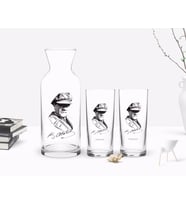 BK Gift Kişiye Özel Renkli Baskılı Atatürk Temalı İkili Rakı Bardağı ve Karaf Hediye Seti-17 (Model 1)