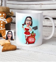 BK Gift Kişiye Özel Bayan Yeni Yıl Karikatür Beyaz Kupa Bardak  2